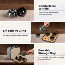 Load image into Gallery viewer, DUJUST Chinese Gongfu Tea Set, Kiln Altered Glaze Porcelain Tea Set with 1 Teapot, 4 Tea Cups & 1 Tea Tray, Portable Japanese Tea Sets with Storage Bag for Travel, Gifting, Outdoor, Grey