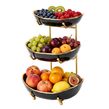 Load image into Gallery viewer, DUJUST 3 Tier Fruit Bowl - Black Gold