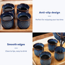 Load image into Gallery viewer, DUJUST Japanese Tea Cups Set of 4 (6.8 oz) - Reactive Glaze Blue