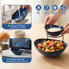 Load image into Gallery viewer, DUJUST 2 Tier Chip and Dip Serving Set, Kiln Altered Glaze Ceramic Dip Bowl