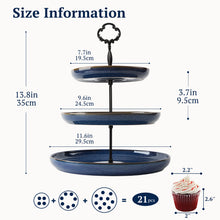 Load image into Gallery viewer, DUJUST Larger 3-Tier Cupcake Stand Tower, Kiln Altered Glaze Serving Tray