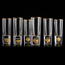 Load image into Gallery viewer, DUJUST Crystal Shot Glasses (2oz), Shot Glass Set Decorated with 24K Gold Leaf Flakes, Cool & Cute Shot Cups, BPA-Free & Lead-Free, Perfect for Décor & Collection, Gift Choices - 6 pcs