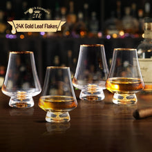 Load image into Gallery viewer, DUJUST Snifter Glasses Set of 4 (8oz), Crystal Whiskey Glasses with 24K Gold Leaf Flakes, Luxury Tasting Glasses for Brandy/Cognac/Bourbon/Tequila/Scotch, BPA-Free & Lead-Free