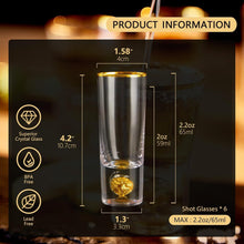 Load image into Gallery viewer, DUJUST Crystal Shot Glasses (2oz), Shot Glass Set Decorated with 24K Gold Leaf Flakes, Cool & Cute Shot Cups, BPA-Free & Lead-Free, Perfect for Décor & Collection, Gift Choices - 6 pcs