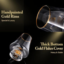 Load image into Gallery viewer, DUJUST Snifter Glasses Set of 4 (8oz), Crystal Whiskey Glasses with 24K Gold Leaf Flakes, Luxury Tasting Glasses for Brandy/Cognac/Bourbon/Tequila/Scotch, BPA-Free & Lead-Free