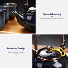 Load image into Gallery viewer, DUJUST Japanese Tea Pot, Kiln Altered Glaze Porcelain TeaPot with Stainless Infuser, Unique Chinese Teapot for Adults/Tea Lovers/Women/Men, Dark Blue