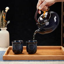 Load image into Gallery viewer, DUJUST Japanese Tea Pot, Kiln Altered Glaze Porcelain TeaPot with Stainless Infuser, Unique Chinese Teapot for Adults/Tea Lovers/Women/Men, Dark Blue
