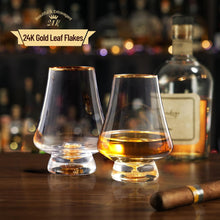 Load image into Gallery viewer, DUJUST Snifter Glasses Set of 2 (8oz), Crystal Whiskey Glasses with 24K Gold Leaf Flakes, Luxury Tasting Glasses for Brandy/Cognac/Bourbon/Tequila/Scotch, BPA-Free & Lead-Free