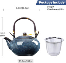 Load image into Gallery viewer, DUJUST  Traditional Japanese Tea Pot, Kiln Altered Glaze Porcelain Teapot with Stainless Infuser, Unique Chinese Teapot for Adults/Tea Lovers/Women/Men, Blue