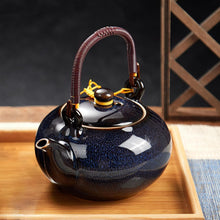 Load image into Gallery viewer, DUJUST Japanese Tea Pot, Kiln Altered Glaze Porcelain TeaPot with Stainless Infuser, Unique Chinese Teapot for Adults/Tea Lovers/Women/Men, Dark Blue