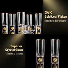 Load image into Gallery viewer, DUJUST Crystal Shot Glasses (2oz), Shot Glass Set Decorated with 24K Gold Leaf Flakes, Cool & Cute Shot Cups, BPA-Free & Lead-Free, Perfect for Décor & Collection, Gift Choices - 6 pcs