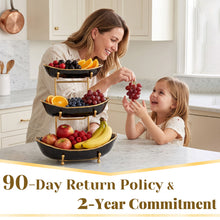 Load image into Gallery viewer, DUJUST 3 Tier Fruit Bowl - Black Gold
