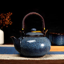 Load image into Gallery viewer, DUJUST  Traditional Japanese Tea Pot, Kiln Altered Glaze Porcelain Teapot with Stainless Infuser, Unique Chinese Teapot for Adults/Tea Lovers/Women/Men, Blue