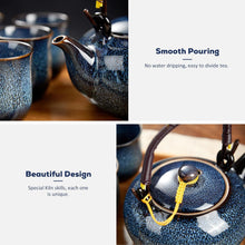 Load image into Gallery viewer, DUJUST  Traditional Japanese Tea Pot, Kiln Altered Glaze Porcelain Teapot with Stainless Infuser, Unique Chinese Teapot for Adults/Tea Lovers/Women/Men, Blue