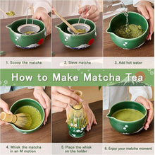 Load image into Gallery viewer, DUJUST 8 pcs Matcha Whisk Set, Ceramic Matcha Set with Matcha Bowl, Matcha Whisk & Holder, Bamboo Scoop, Scoop Holder, Sifter, Tea Towel & Gift Package, Gift for Matcha