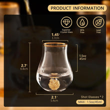 Load image into Gallery viewer, 【2025 New Design】DUJUST Elegant Curvaceous Shot Glass(1.5oz), Crystal Shot Glass Set Decorated with 24K Gold Leaf Flakes BPA-Free & Lead-Free, Perfect for Décor & Collection, Gift Choices - 2 pcs