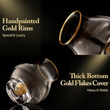 Load image into Gallery viewer, DUJUST Elegant Curvaceous Snifter Glasses Set of 2 (7oz), Crystal Whiskey Glass with 24K Gold Leaf Flakes, ONE OF A KIND, Luxury Glass for Brandy/Bourbon/Tequila, BPA-Free&Lead-Free