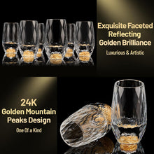 Load image into Gallery viewer, DUJUST Shot Glasses with Diamond Design (1.5oz), Crystal Shot Glass Set Decorated with 24K Gold Leaf Flakes, Luxury Shot Cups, BPA-Free & Lead-Free, Perfect for Décor & Collection - 6 pcs