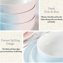 Load image into Gallery viewer, DUJUST Pastel Pink & Blue Porcelain Dinner Bowls of 4