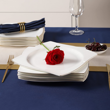 Load image into Gallery viewer, DUJUST 1st-Class Bone-china White Square Salad Plate Set of 6 (8.5in)