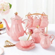 Load image into Gallery viewer, DUJUST 22 pcs Porcelain Tea Set- Pink