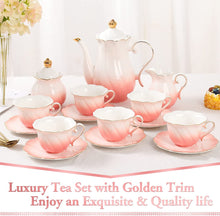 Load image into Gallery viewer, DUJUST 22 pcs Porcelain Tea Set - Gradient Pink