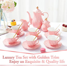 Load image into Gallery viewer, DUJUST 22 pcs Porcelain Tea Set- Pink