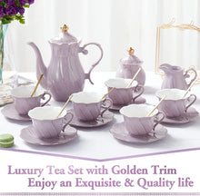 Load image into Gallery viewer, DUJUST 22 pcs Porcelain Tea Set- Purple