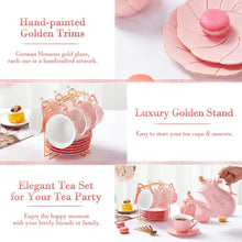 Load image into Gallery viewer, DUJUST 22 pcs Porcelain Tea Set- Pink