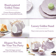 Load image into Gallery viewer, DUJUST 22 pcs Porcelain Tea Set- Purple