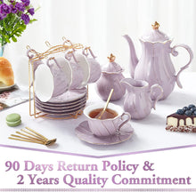Load image into Gallery viewer, DUJUST 22 pcs Porcelain Tea Set- Purple