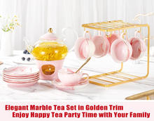 Load image into Gallery viewer, Pink Marble Tea Set of 6