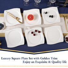 Load image into Gallery viewer, DUJUST 1st-Class Bone-china White Square Salad Plate Set of 6 (8.5in)