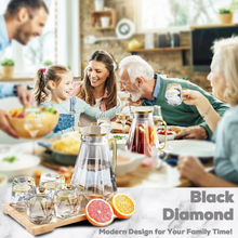Load image into Gallery viewer, Black Diamond Glass Pitcher with 4 Cups, 1 Tray