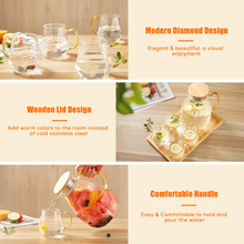 Load image into Gallery viewer, DUJUST Glass Pitcher with 4 Cups, 1 Tray