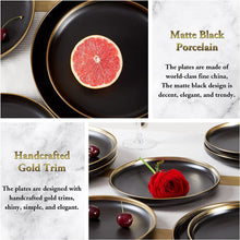 Load image into Gallery viewer, DUJUST Matte Black Porcelain Dinner Plates of 6, 8.5 inch