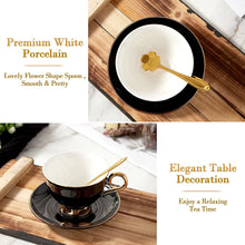 Load image into Gallery viewer, DUJUST 3 pcs Porcelain Tea Cup and Saucer Set with Tea Spoon