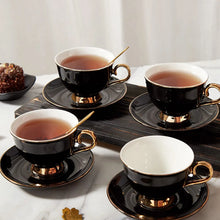 Load image into Gallery viewer, DUJUST Tea Cups and Saucers Set of 4 (7.4oz)