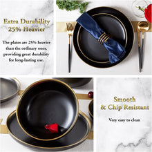 Load image into Gallery viewer, DUJUST Matte Black Porcelain Dinner Plates of 6, 8.5 inch