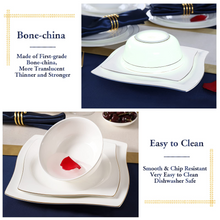 Load image into Gallery viewer, DUJUST 1st-Class Bone-china White Square Salad Plate Set of 6 (8.5in)