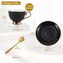 Load image into Gallery viewer, DUJUST 3 pcs Porcelain Tea Cup and Saucer Set with Tea Spoon