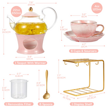 Load image into Gallery viewer, Pink Marble Tea Set of 6