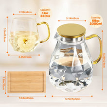 Load image into Gallery viewer, Glass Pitcher with 4 Cups, 1 Tray (Metal Lid)