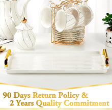 Load image into Gallery viewer, Porcelain Serving Tray with Golden Handles