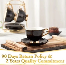 Load image into Gallery viewer, DUJUST 3 pcs Porcelain Tea Cup and Saucer Set with Tea Spoon