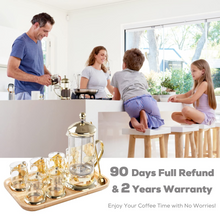 Load image into Gallery viewer, Gold French Press Coffee Maker with 6 Cups, 1 Tray, 34oz