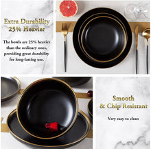 Load image into Gallery viewer, DUJUST Matte Black Porcelain Dinner Bowls of 4