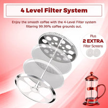 Load image into Gallery viewer, Red French Press Coffee Maker, 34oz