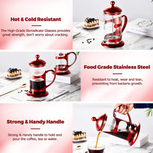Load image into Gallery viewer, Red French Press Coffee Maker, 34oz