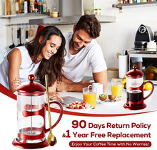 Load image into Gallery viewer, Red French Press Coffee Maker, 34oz